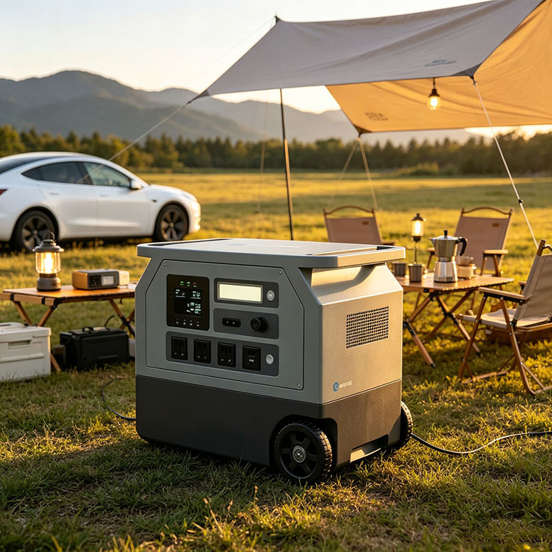 3000W solar generator set up for off-grid camping and outdoor adventure